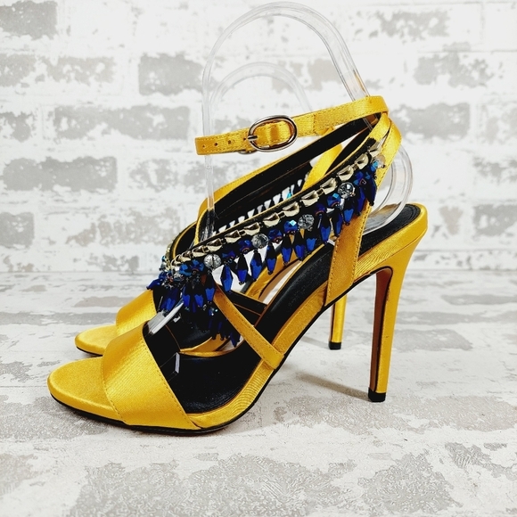 New ASOS DESIGN Hydro Embellished Ankle Strap Heeled Sandals T493 - Picture 1 of 13